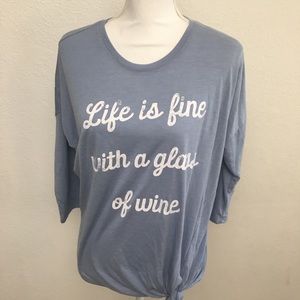 ❤️❤️ 2/$20 Life is Fine with a Glass of Wine Tee M